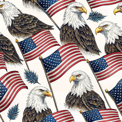 Bald Eagle Patriotic Pattern 6 Quilting Cotton Fabric