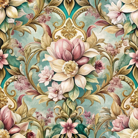 Baroque Florals Pattern 38 Quilting Cotton Fabric
