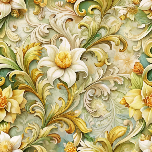 Baroque Florals Pattern 163 Quilting Cotton Fabric