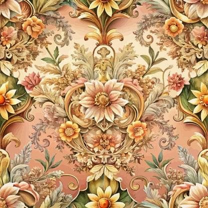 Baroque Florals Pattern 156 Quilting Cotton Fabric