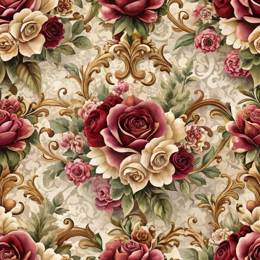 Baroque Florals Pattern 154 Quilting Cotton Fabric