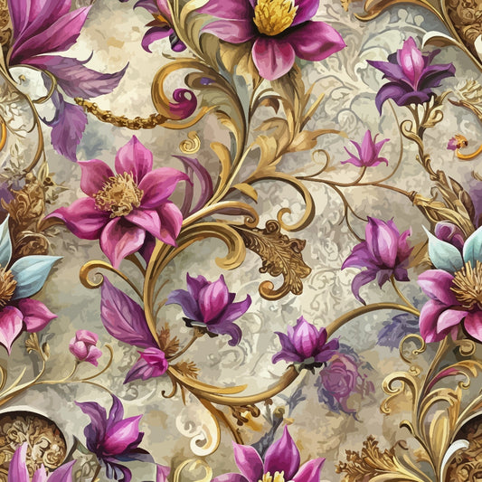 Baroque Florals Pattern 142 Quilting Cotton Fabric