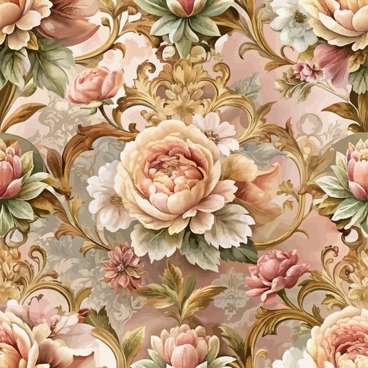 Baroque Florals Pattern 123 Quilting Cotton Fabric