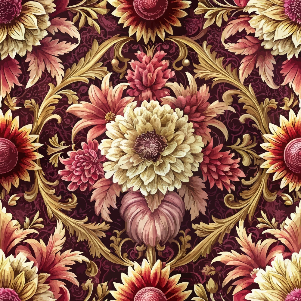 Rococo Blooms Pattern 1 Minky Fabric