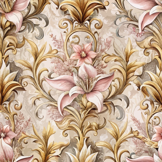Baroque Florals Pattern 33 Quilting Cotton Fabric