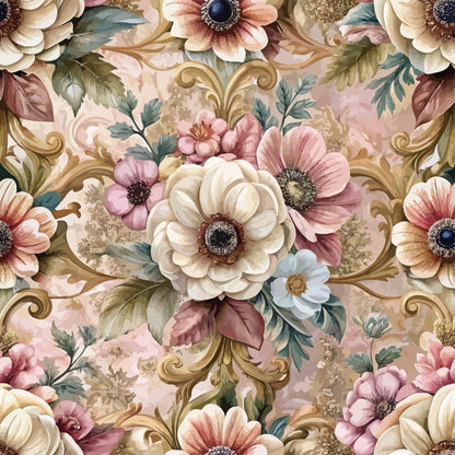 Rococo Blooms Pattern 34 Minky Fabric
