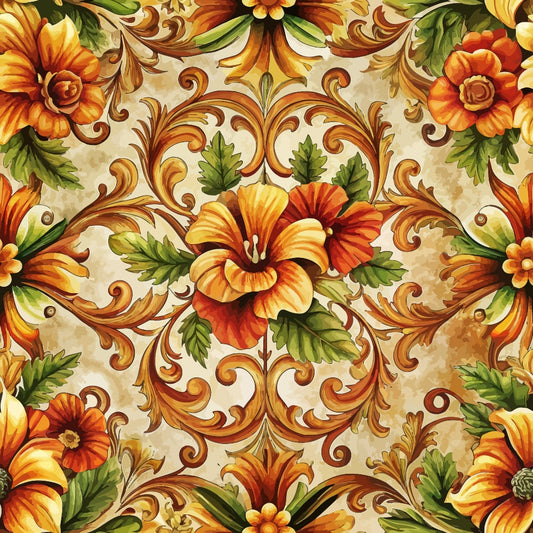 Baroque Florals Pattern 40 Quilting Cotton Fabric