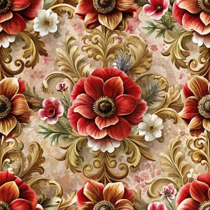Rococo Blooms Pattern 70 Minky Fabric
