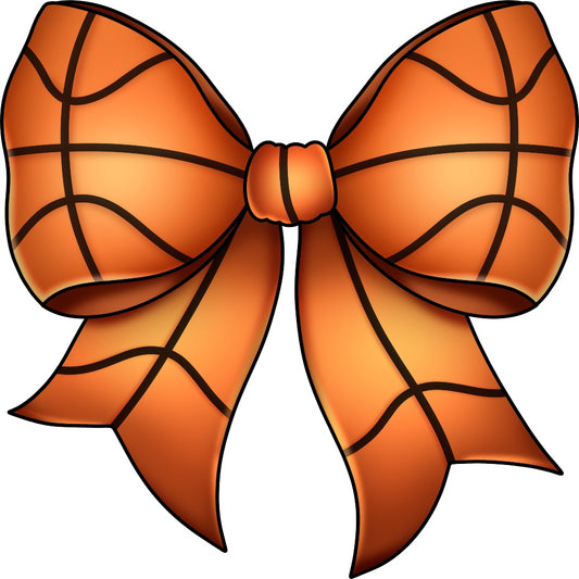 Basketball Bow Fabric Panel featuring premium quilting cotton with vibrant basketball pattern, proudly printed in the USA.