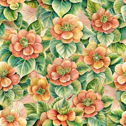 Beautiful Flowers Euphorbia Pattern 1 Quilting Cotton Fabric
