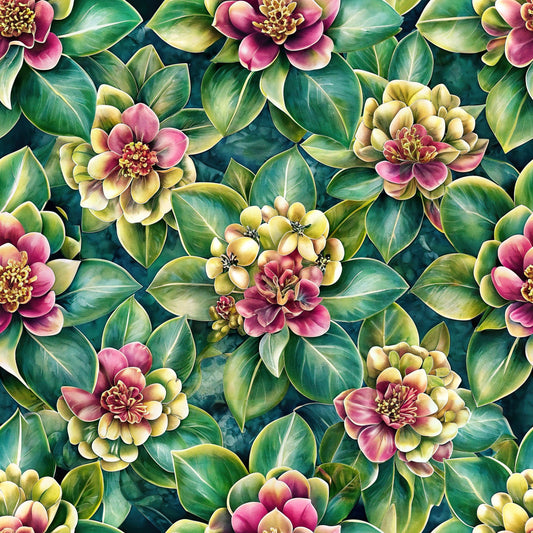 Beautiful Flowers Euphorbia Pattern 10 Quilting Cotton Fabric
