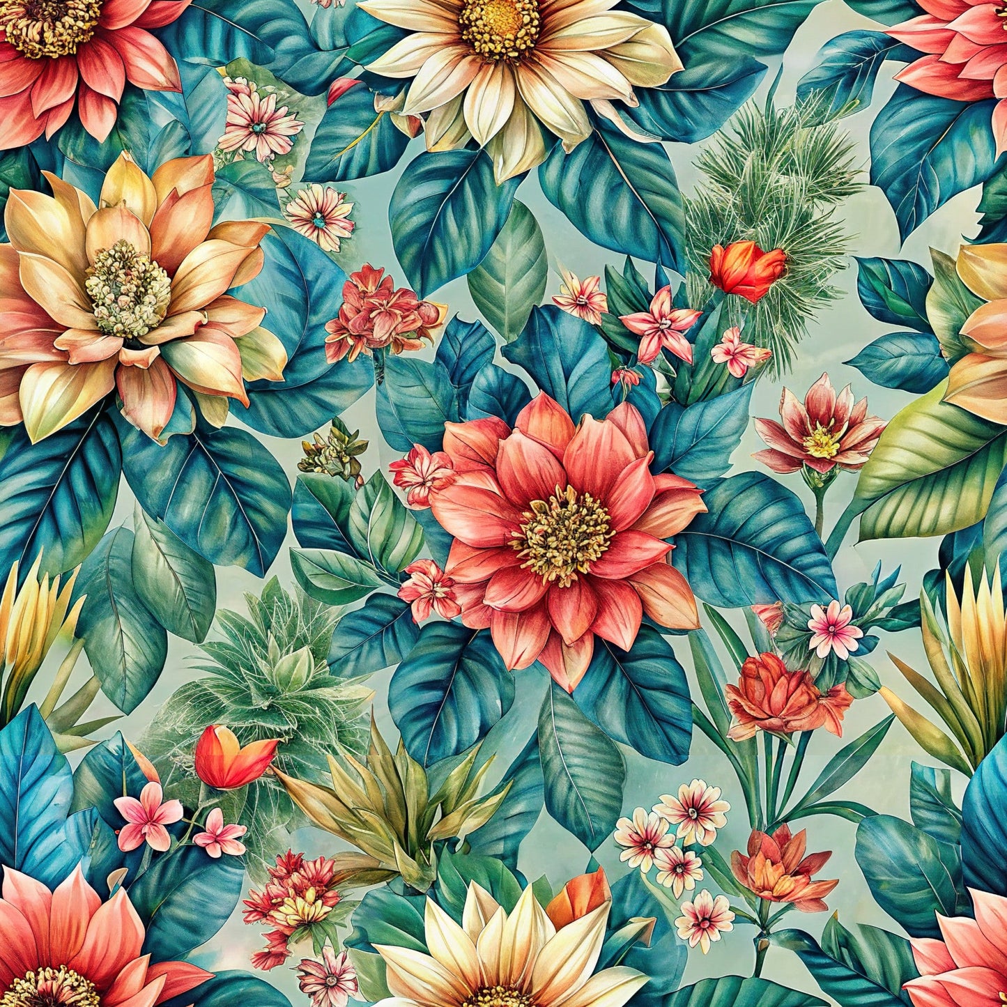 Beautiful Flowers Euphorbia Pattern 18 Quilting Cotton Fabric