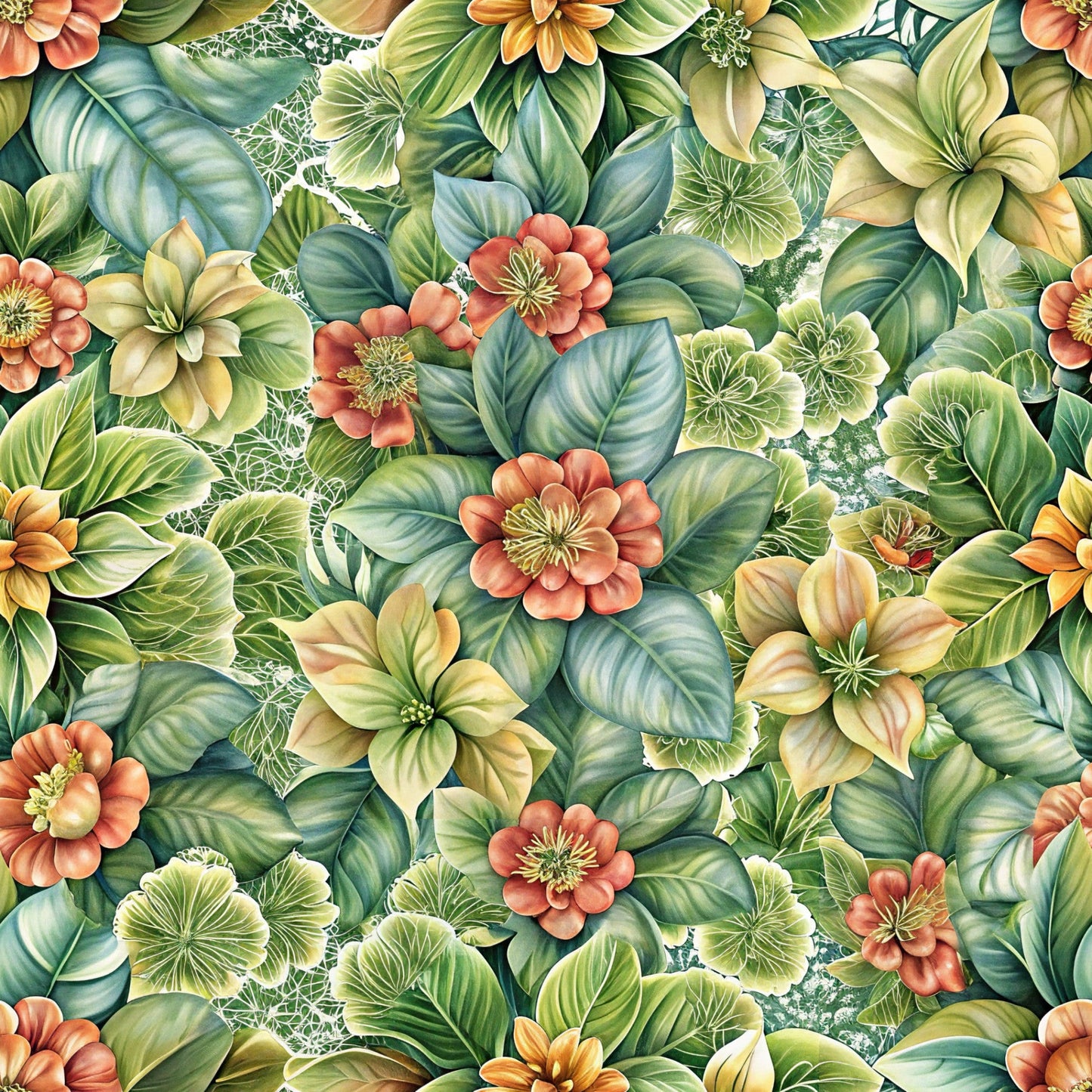 Beautiful Flowers Euphorbia Pattern 20 Quilting Cotton Fabric
