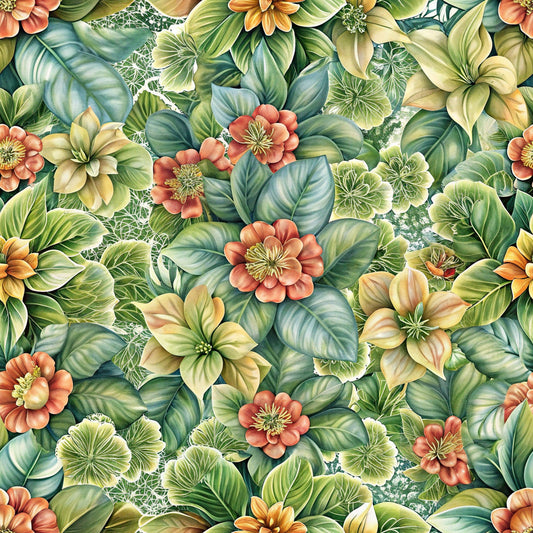Beautiful Flowers Euphorbia Pattern 20 Quilting Cotton Fabric