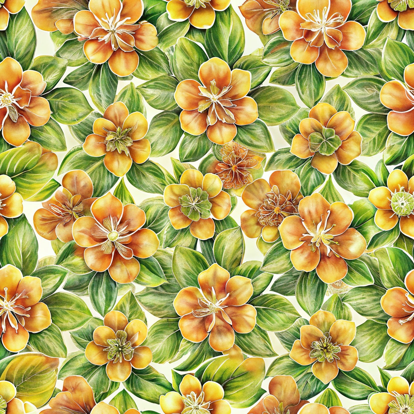 Beautiful Flowers Euphorbia Pattern 7 Quilting Cotton Fabric