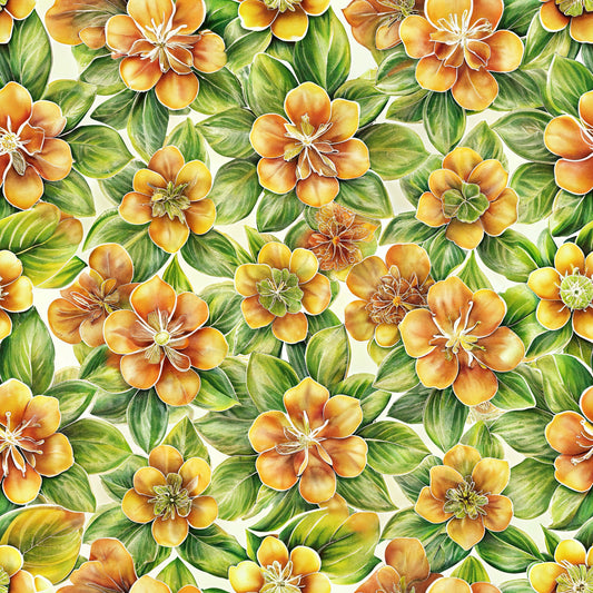 Beautiful Flowers Euphorbia Pattern 7 Quilting Cotton Fabric