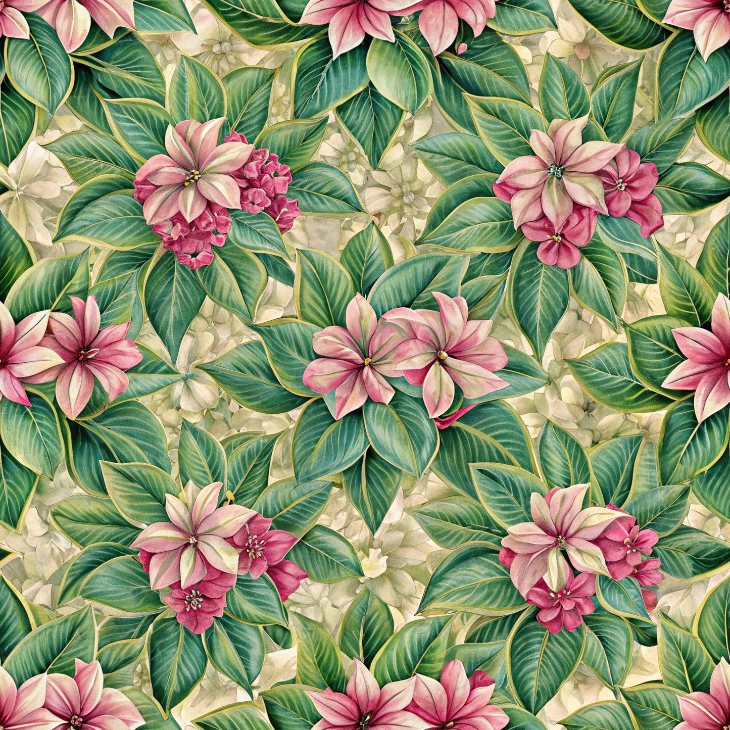 Beautiful Flowers Euphorbia Pattern 8 Quilting Cotton Fabric