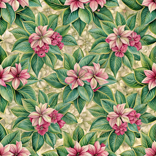 Beautiful Flowers Euphorbia Pattern 8 Quilting Cotton Fabric