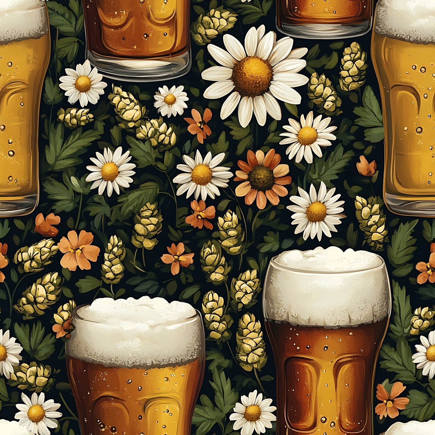 Beer Garden Florals Pattern 20 Quilting Cotton Fabric