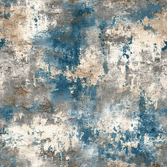 Beige and Blue Grunge Pattern 12 Quilting Cotton Fabric