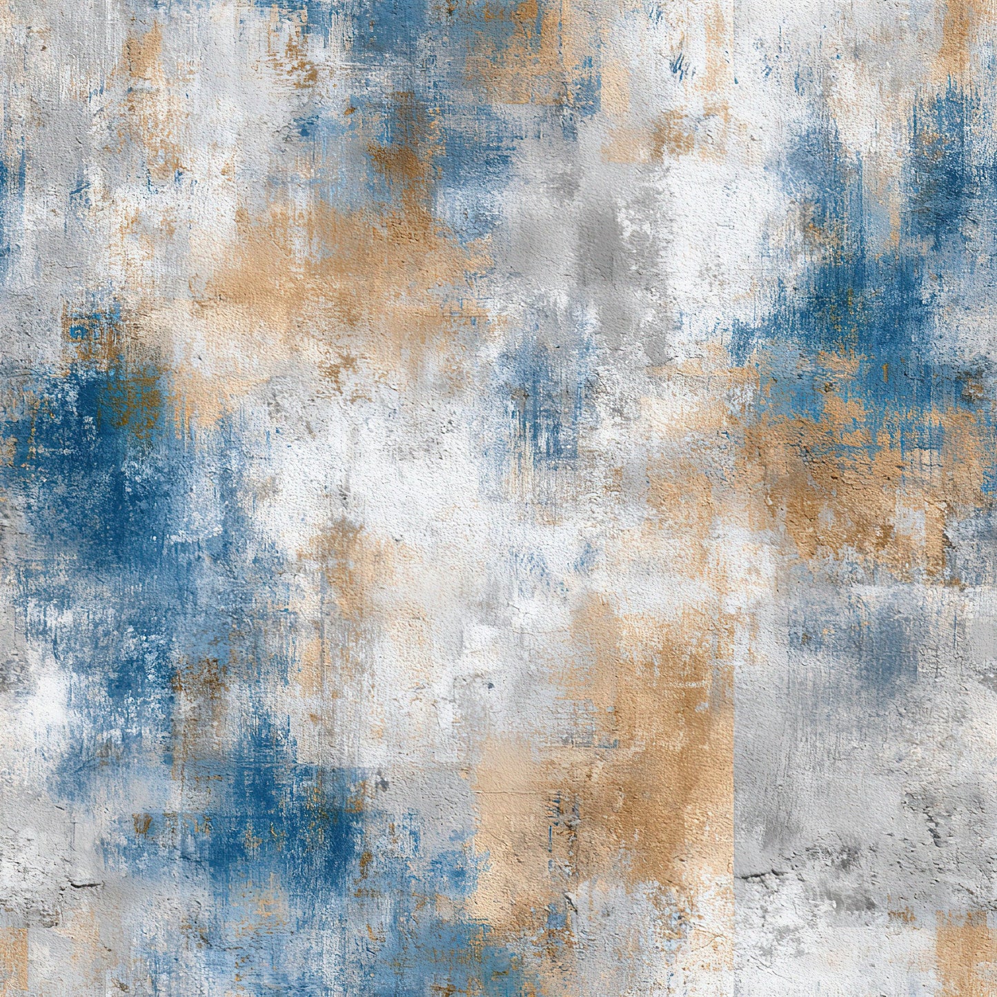 Beige and Blue Grunge Pattern 2 Quilting Cotton Fabric