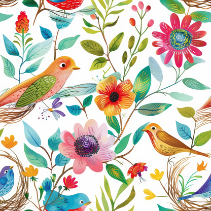 Feathered Blooms Pattern 12 Minky Fabric