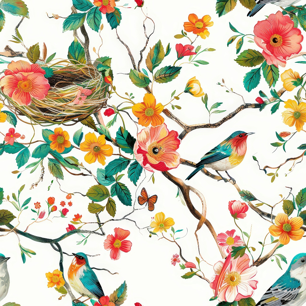 Feathered Blooms Pattern 3 Minky Fabric