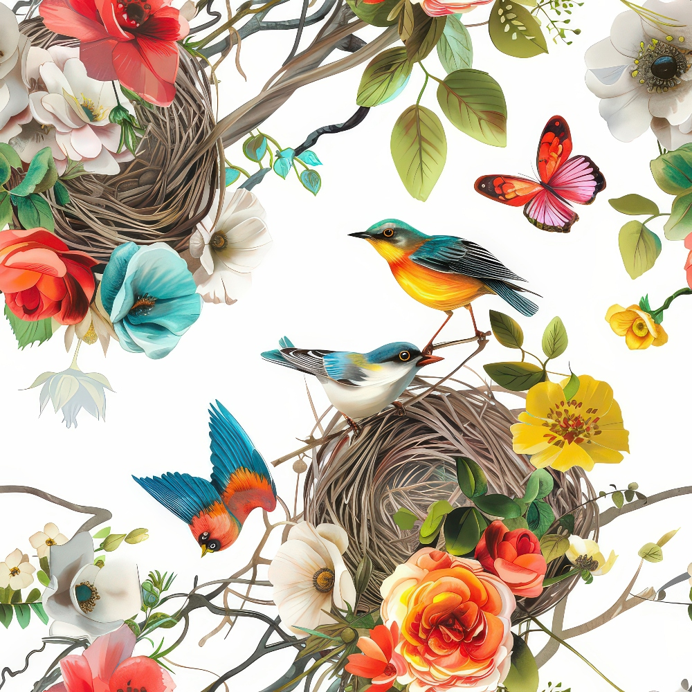 Feathered Blooms Pattern 4 Minky Fabric