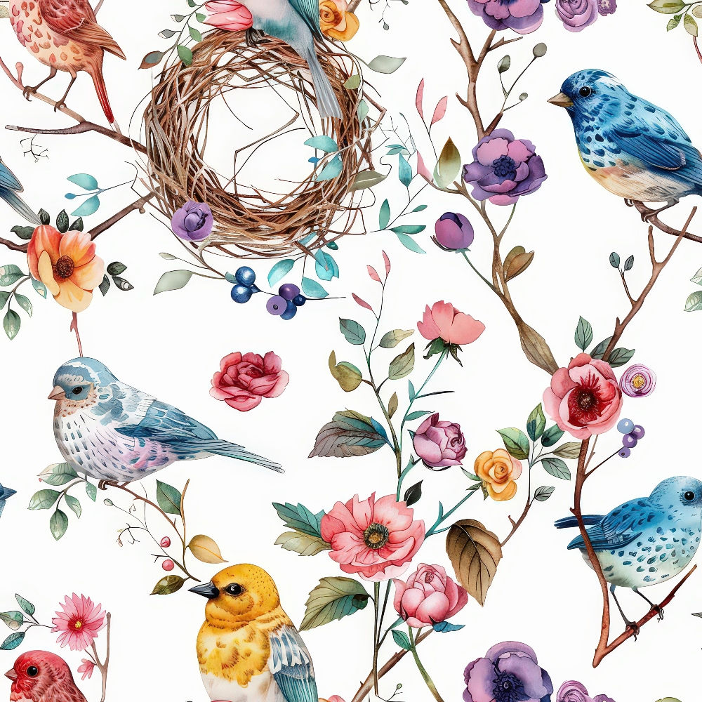Feathered Blooms Pattern 6 Minky Fabric
