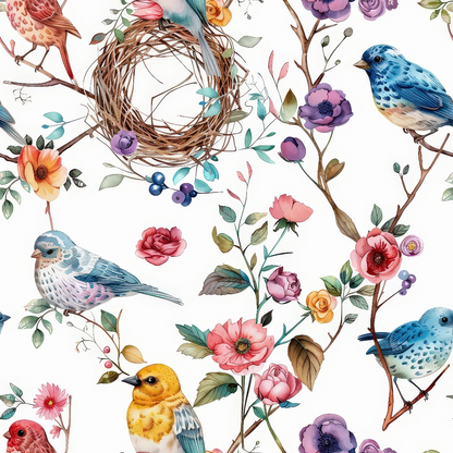 Feathered Blooms Pattern 6 Minky Fabric