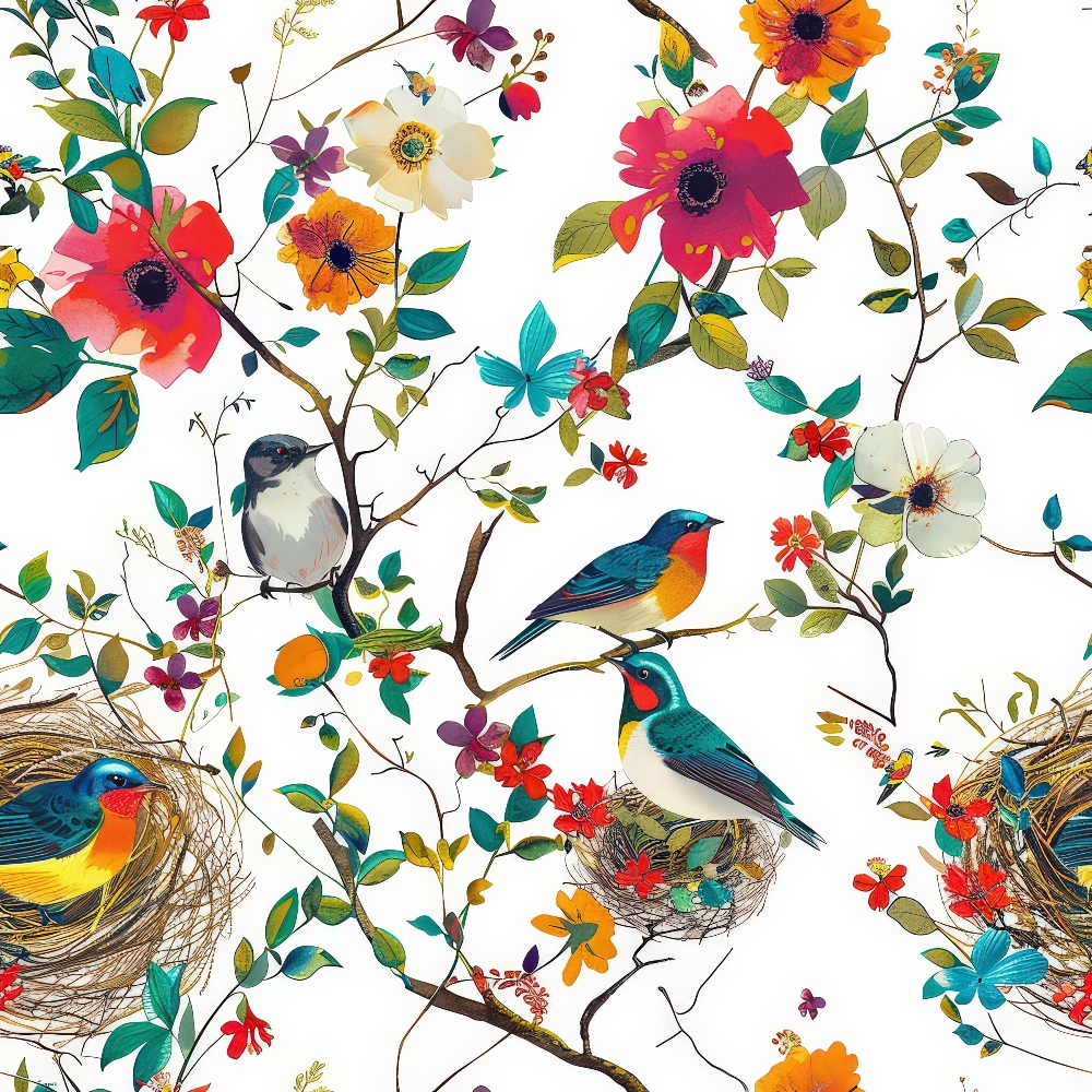 Feathered Blooms Pattern 7 Minky Fabric