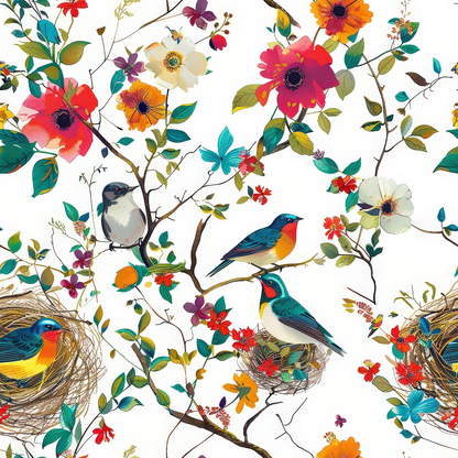 Feathered Blooms Pattern 7 Minky Fabric