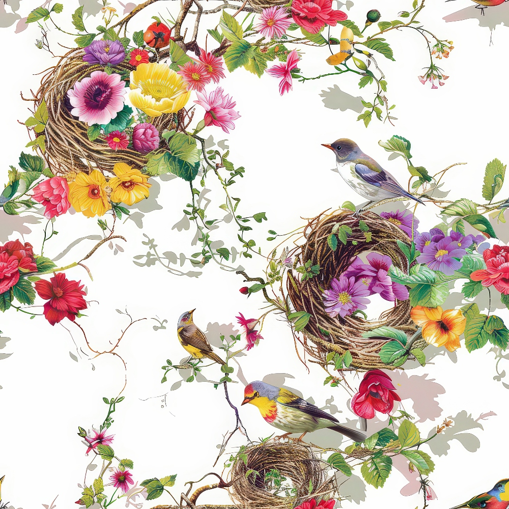 Feathered Blooms Pattern 8 Minky Fabric