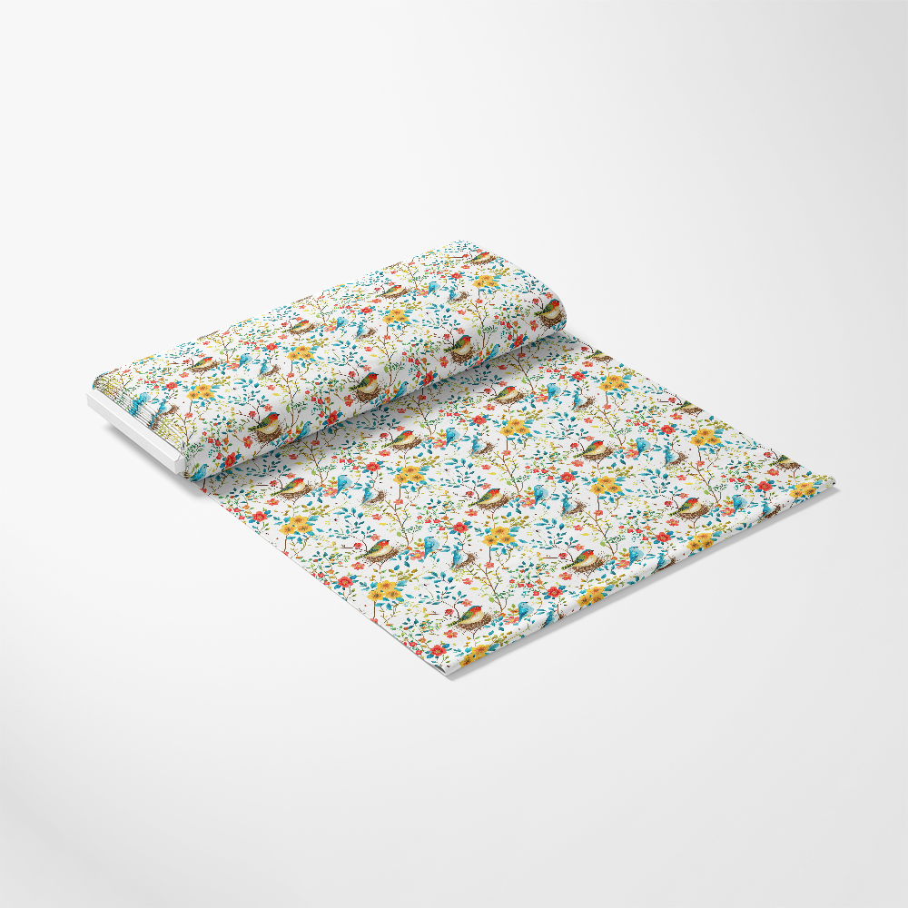 Birds Nest and Flowers Pattern 9 Quilting Cotton Fabric