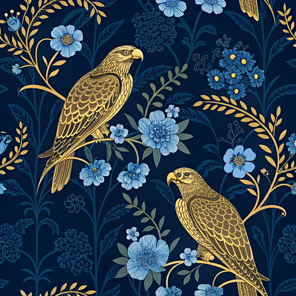Gilded Falcons Pattern 30 Minky Fabric