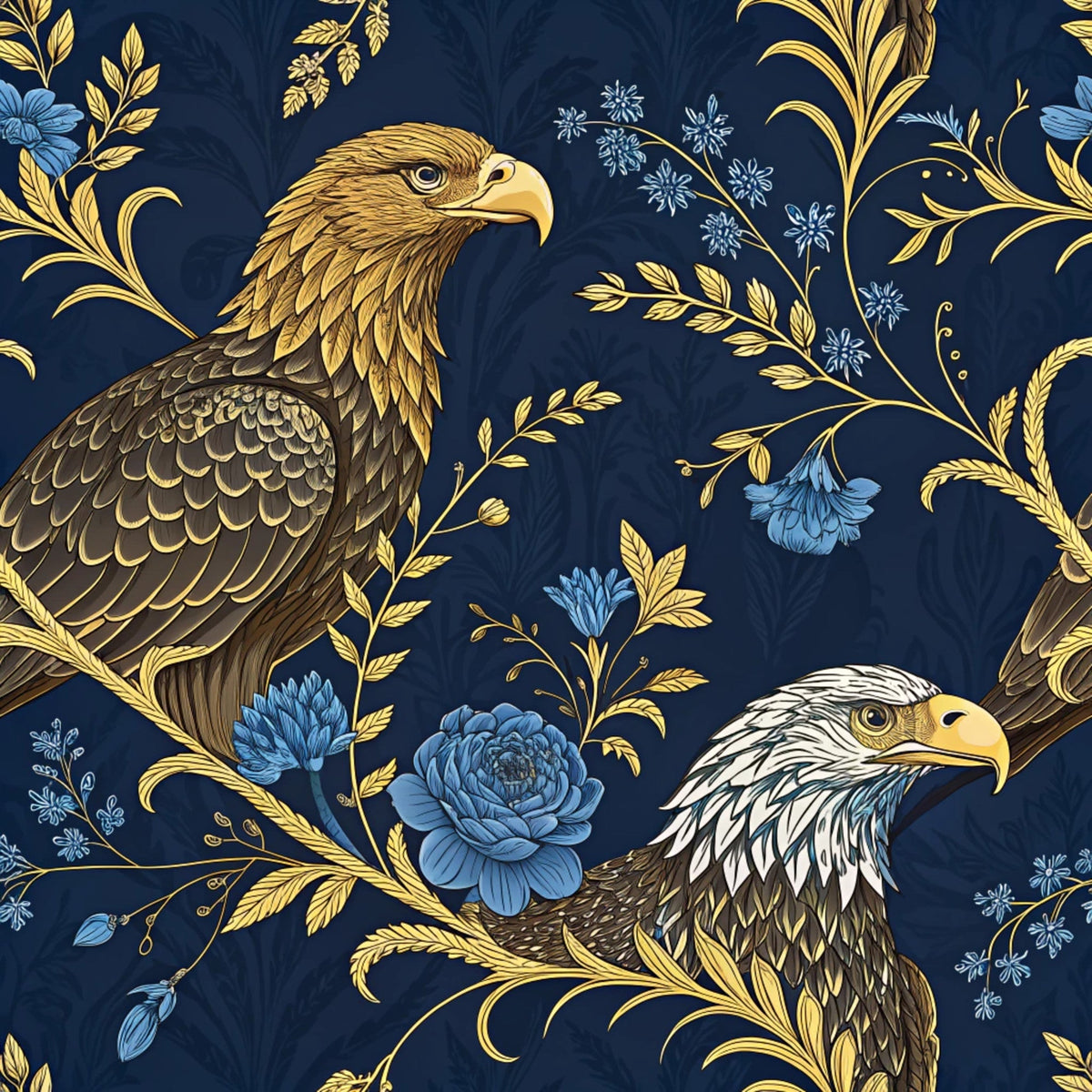 Gilded Falcons Pattern 6 Minky Fabric