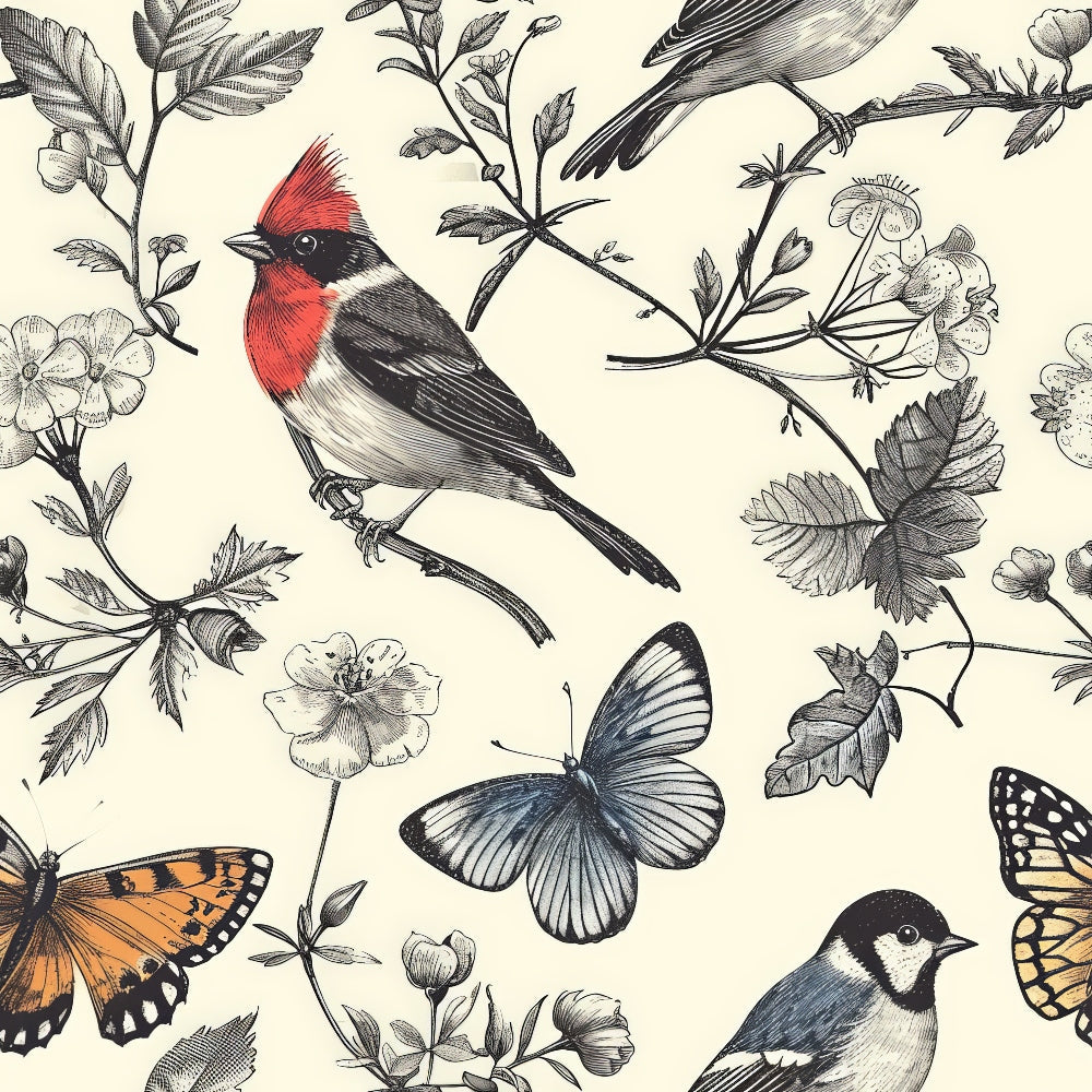 Vintage Aviary Pattern 10 Minky Fabric