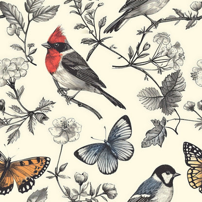 Vintage Aviary Pattern 10 Minky Fabric