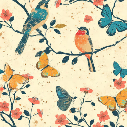 Vintage Aviary Pattern 2 Minky Fabric