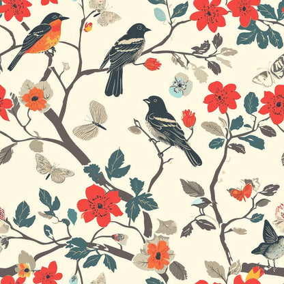 Vintage Aviary Pattern 3 Minky Fabric