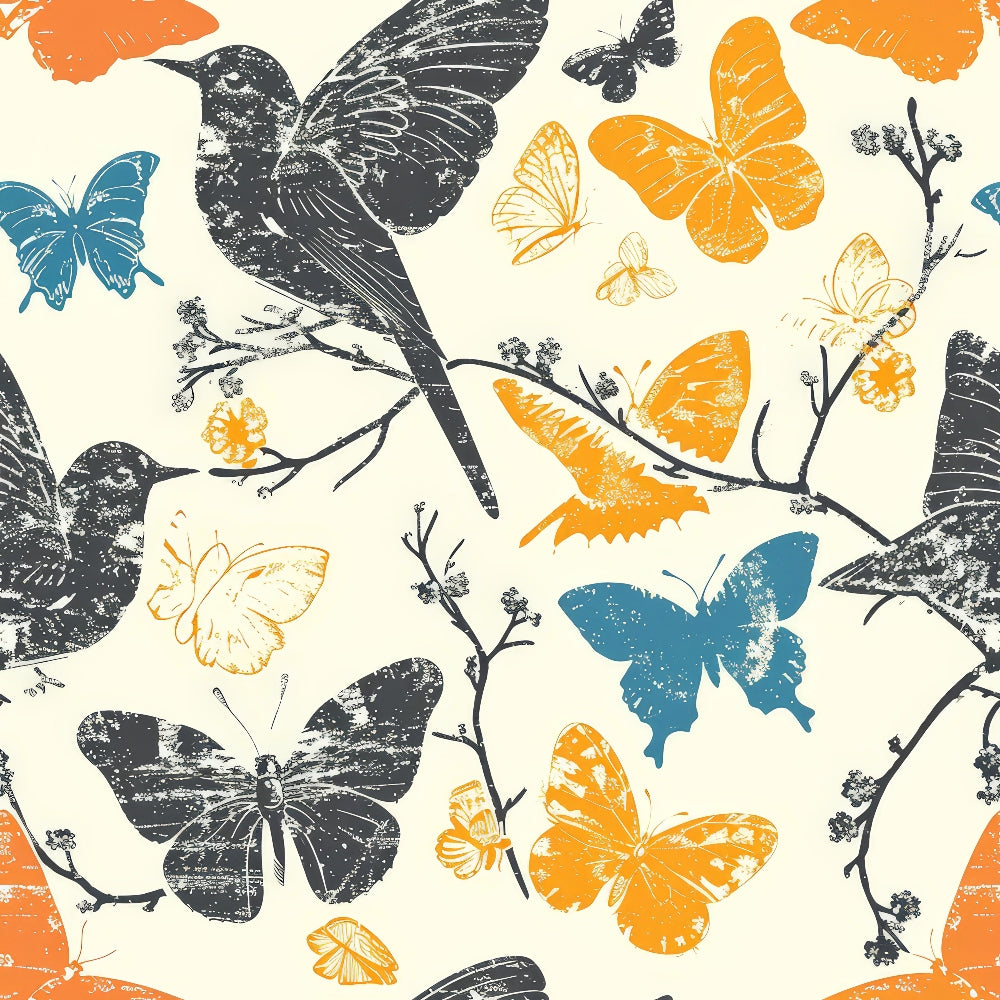 Vintage Aviary Pattern 5 Minky Fabric