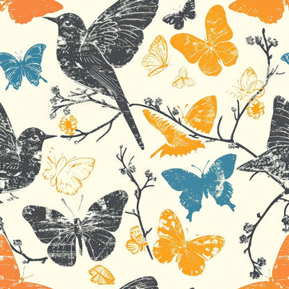 Vintage Aviary Pattern 5 Minky Fabric