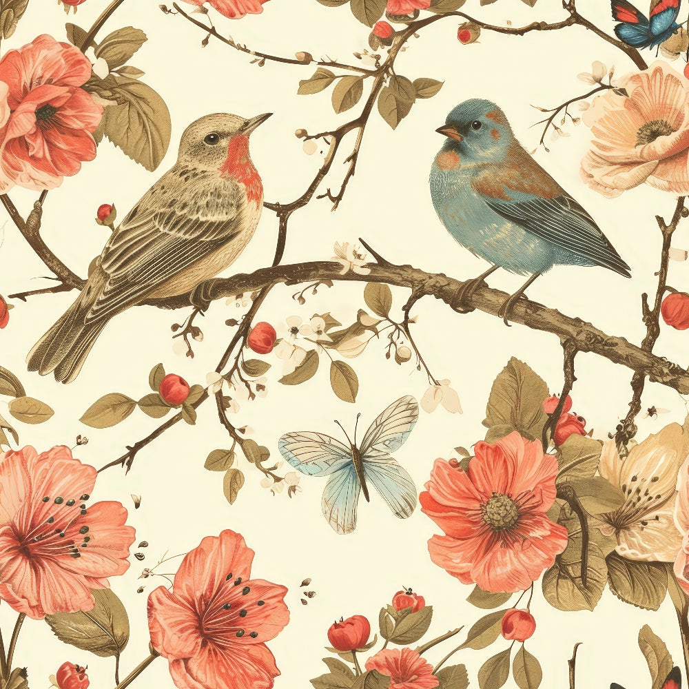 Vintage Aviary Pattern 6 Minky Fabric
