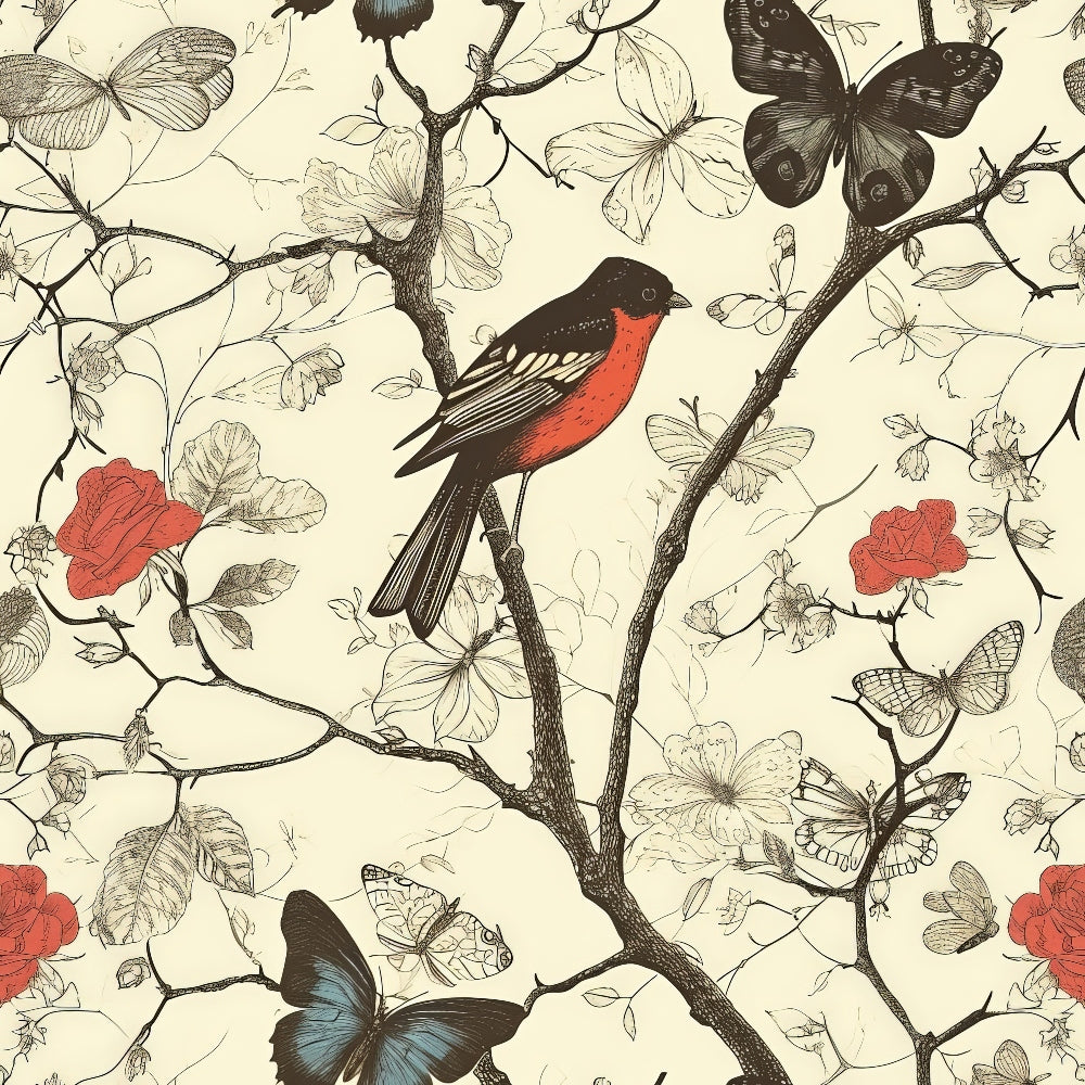 Vintage Aviary Pattern 7 Minky Fabric