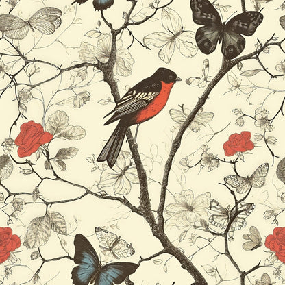 Vintage Aviary Pattern 7 Minky Fabric