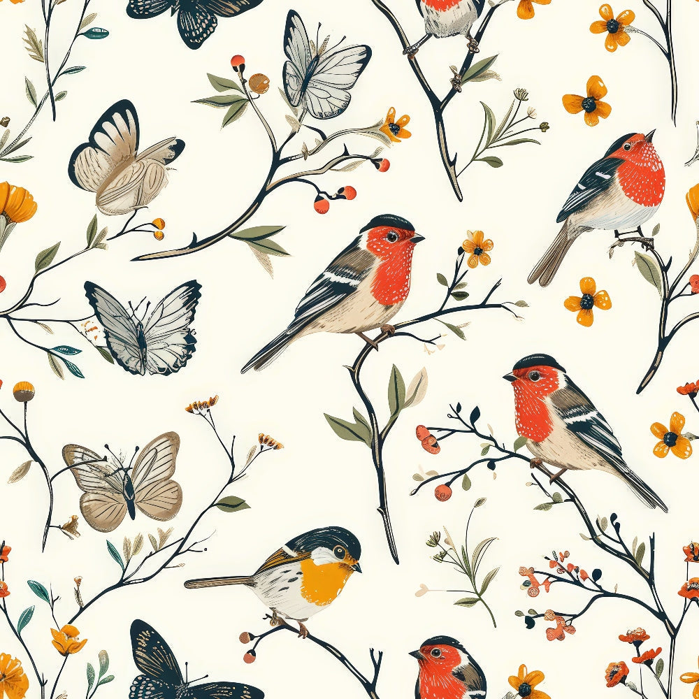 Vintage Aviary Pattern 8 Minky Fabric
