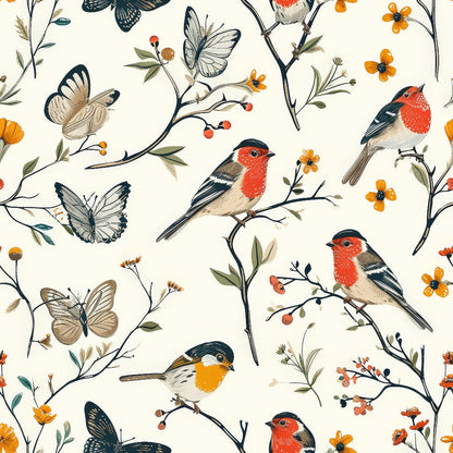 Vintage Aviary Pattern 8 Minky Fabric
