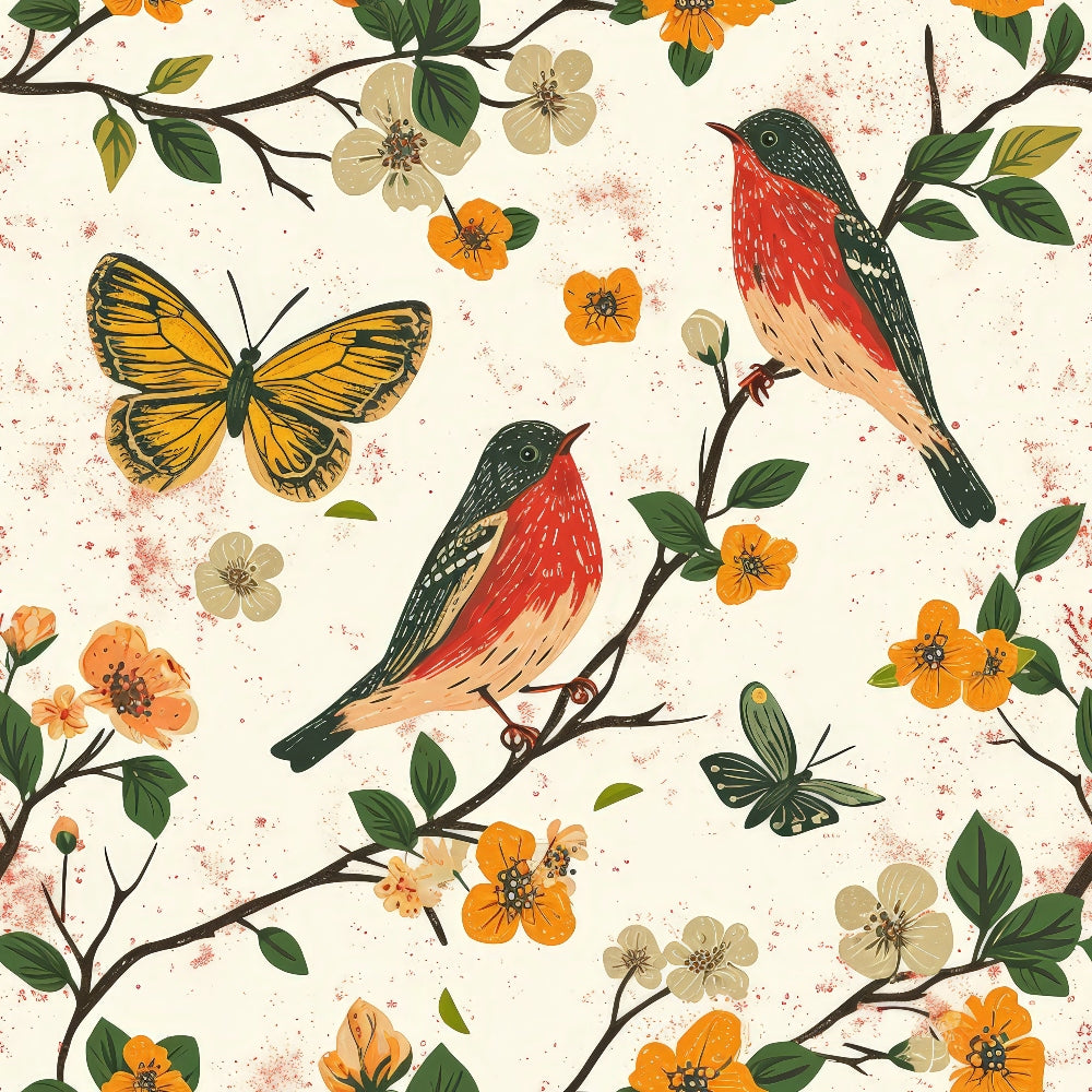 Vintage Aviary Pattern 9 Minky Fabric