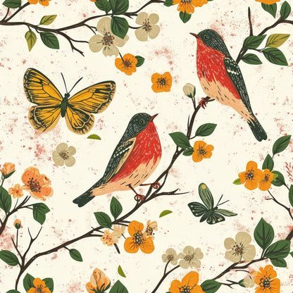 Vintage Aviary Pattern 9 Minky Fabric
