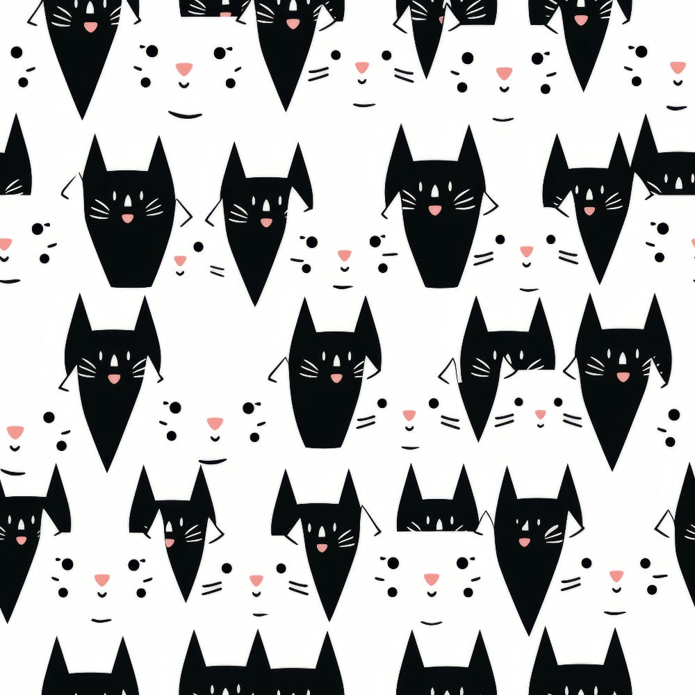 Monochrome Meows Pattern 10 Minky Fabric